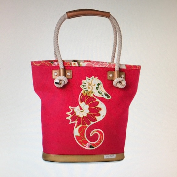 Spartina 449 Handbags - Spartina 449  pink seahorse canvas beach bag NWT